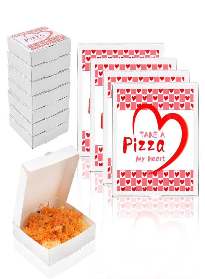 WANGDEFA 50 Pcs Mini Pizza Box Valentine Square Cardboard Mini Pizza Box with Valentine Sticker for Celebrations Party Favors Christmas Birthdays Valentines Day Weddings（3.54 x 3.54 x 0.78 inches)） - Image 1
