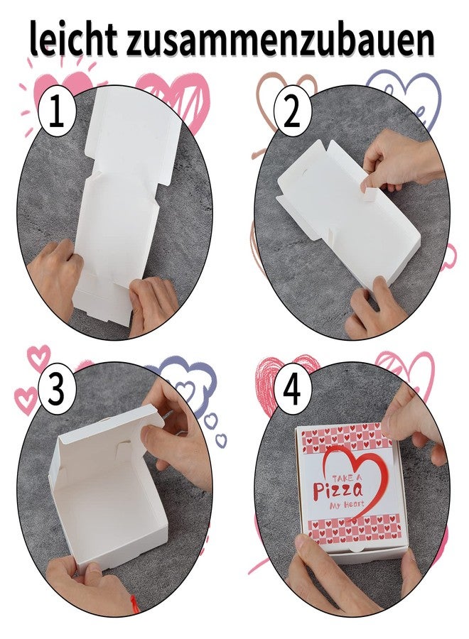 WANGDEFA 50 Pcs Mini Pizza Box Valentine Square Cardboard Mini Pizza Box with Valentine Sticker for Celebrations Party Favors Christmas Birthdays Valentines Day Weddings（3.54 x 3.54 x 0.78 inches)） - Image 3