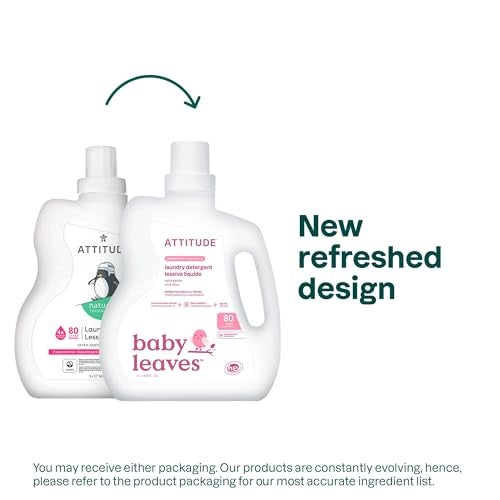 ATTITUDE Baby Laundry Detergent Liquid, EWG Verified, Safe for Baby Clothes, Infant and Newborn, Vegan and Naturally Derived Washing Soap, HE Compatible, Unscented, 80 Loads, 67.6 Fl Oz - Image 2