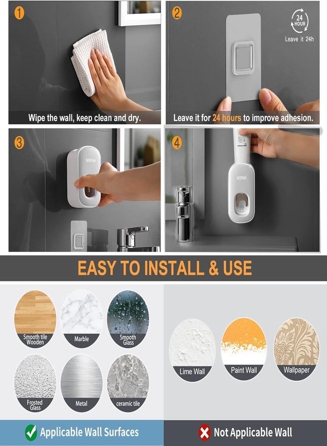 MOPMS Toothpaste Dispenser Wall Mounted for Bathroom Automatic Toothpaste Squeezer for Kids and Adult (Grey and Black) - Image 5
