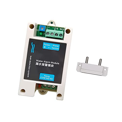 Tokatuker 12V DC Wired Water Detectors Water Leak Alarm Module Leakage Flood Sensor with 10A NC NO Relay Output Control, Turns Off Flood Source (White) - Image 1
