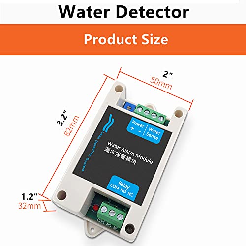 Tokatuker 12V DC Wired Water Detectors Water Leak Alarm Module Leakage Flood Sensor with 10A NC NO Relay Output Control, Turns Off Flood Source (White) - Image 3