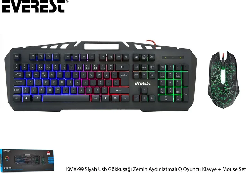 Everest KMX-99 Rainbow Backlit Gaming Keyboard + Mouse
