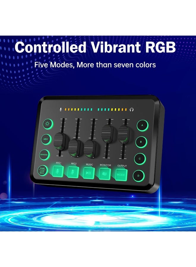 F9 Rechargeable Live Sound Card Audio Interface – XLR Microphone Mixer with Noise Reduction for Podcast, Streaming & Recording - Image 3