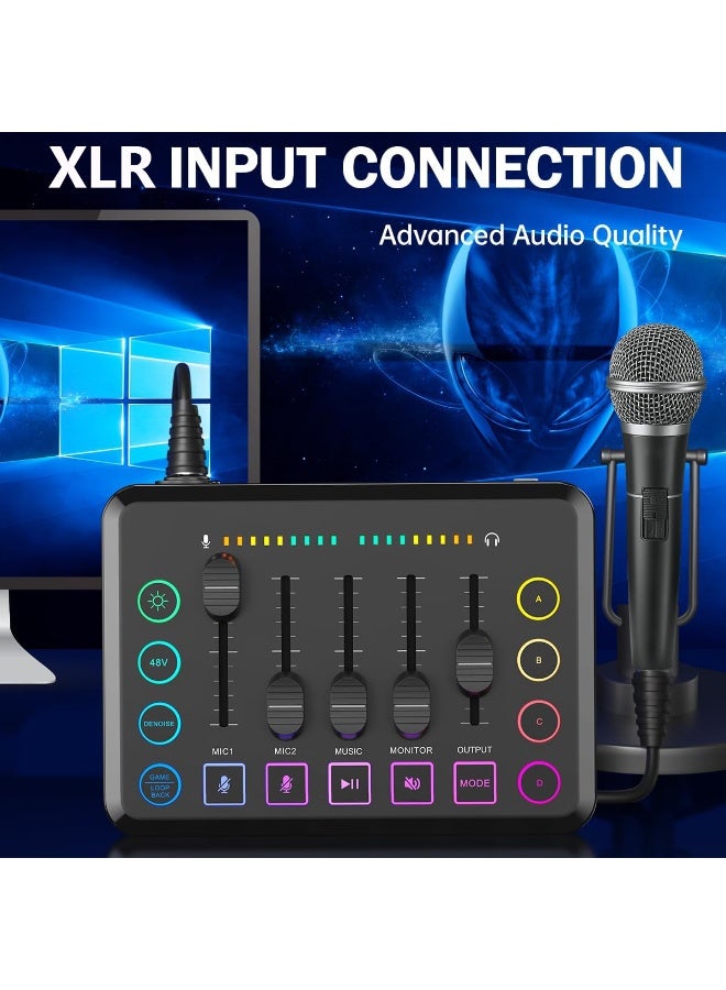 F9 Rechargeable Live Sound Card Audio Interface – XLR Microphone Mixer with Noise Reduction for Podcast, Streaming & Recording - Image 5