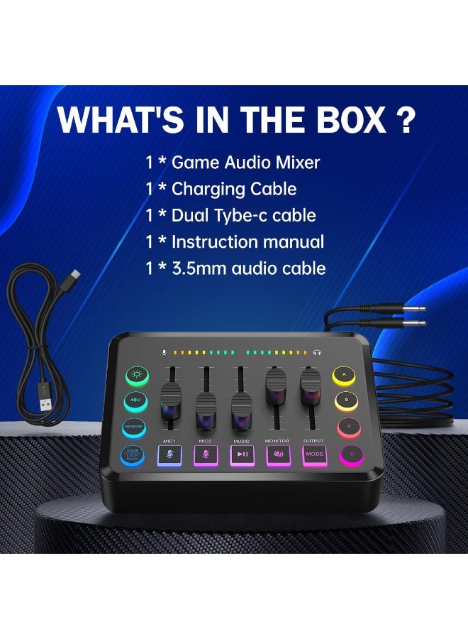 F9 Rechargeable Live Sound Card Audio Interface – XLR Microphone Mixer with Noise Reduction for Podcast, Streaming & Recording - Image 2