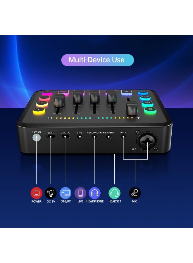 F9 Rechargeable Live Sound Card Audio Interface – XLR Microphone Mixer with Noise Reduction for Podcast, Streaming & Recording - Image 4