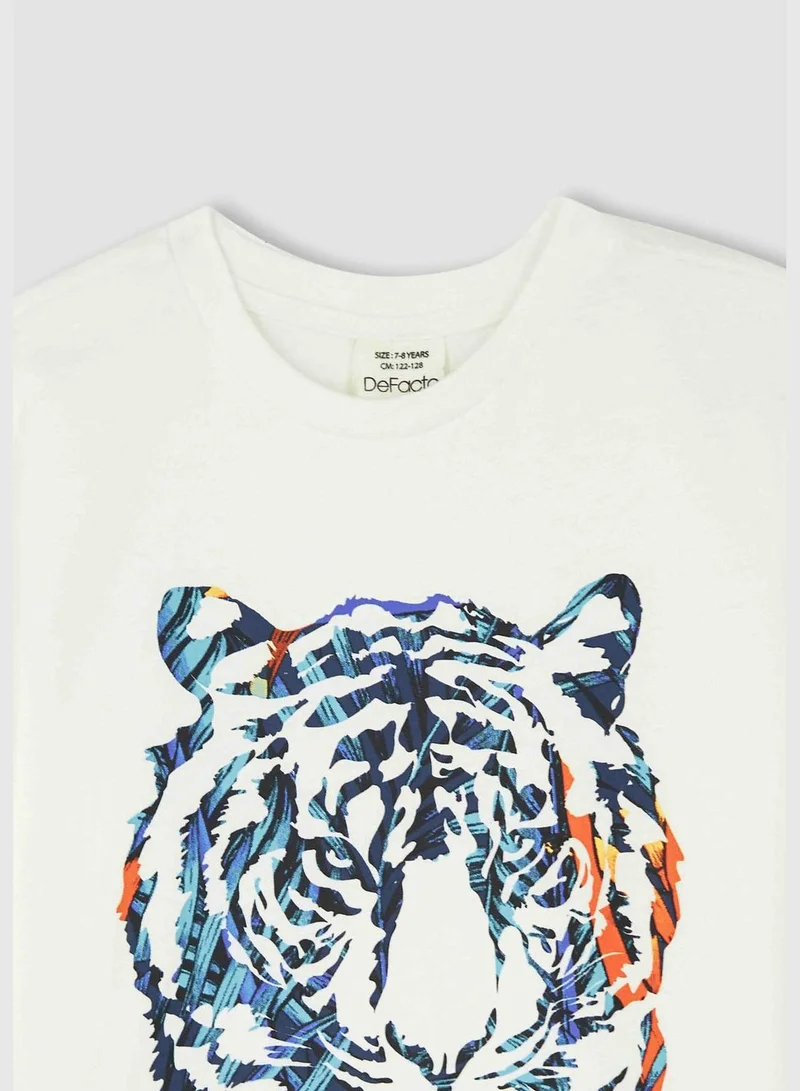 DeFacto Regular Fit Short Sleeve Tiger Print T-Shirt