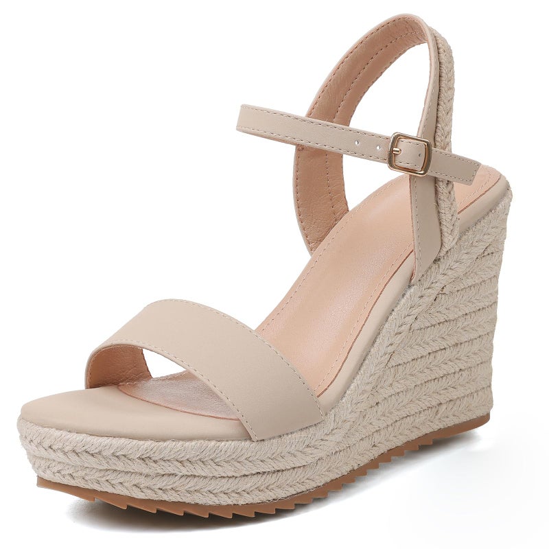 mikarka Women's Espadrille Wedge Sandals: Ankle Strap Platform Open Toe Wedges - Stylish High Heel Dressy Summer Wedges for Women, Inspired by Espadrilles - Image 1