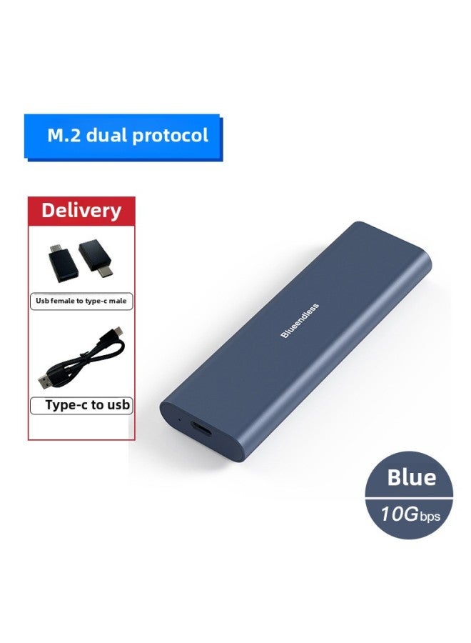 M.2 Dual Protocol Solid State Hard Disk Box Sata/nvme Mobile Hard Disk Box Computer External Type-c Reader-Color:Dual Protocol Blue
