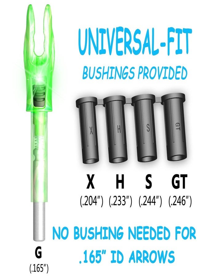 XHYCKJ 6/12PCS G Lighted Nocks for Arrows with .165 .204 .233 .244 .246 Inside Diameter Bolts with X, H, S, GT Bushings (6, Green) - Image 2