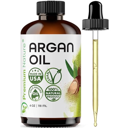 Premium Nature زيت الأركان الطبيعي الممتاز للشعر 100% نقي مضغوط على البارد سيروم زيت الأركان لتحفيز نمو الشعر للشعر الجاف والتالف زيت الأركان لترطيب البشرة وحماية الأظافر 4 أونصات - Image 1