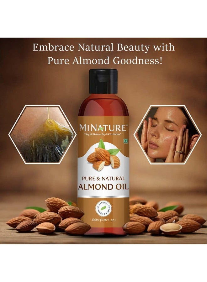 mi nature Almond Oil | Badam Tail | For Edible | For Hair care | Light & Non Sticky | Pure & Natural Plant Derived |100ml (3.38 fl oz) - Image 3