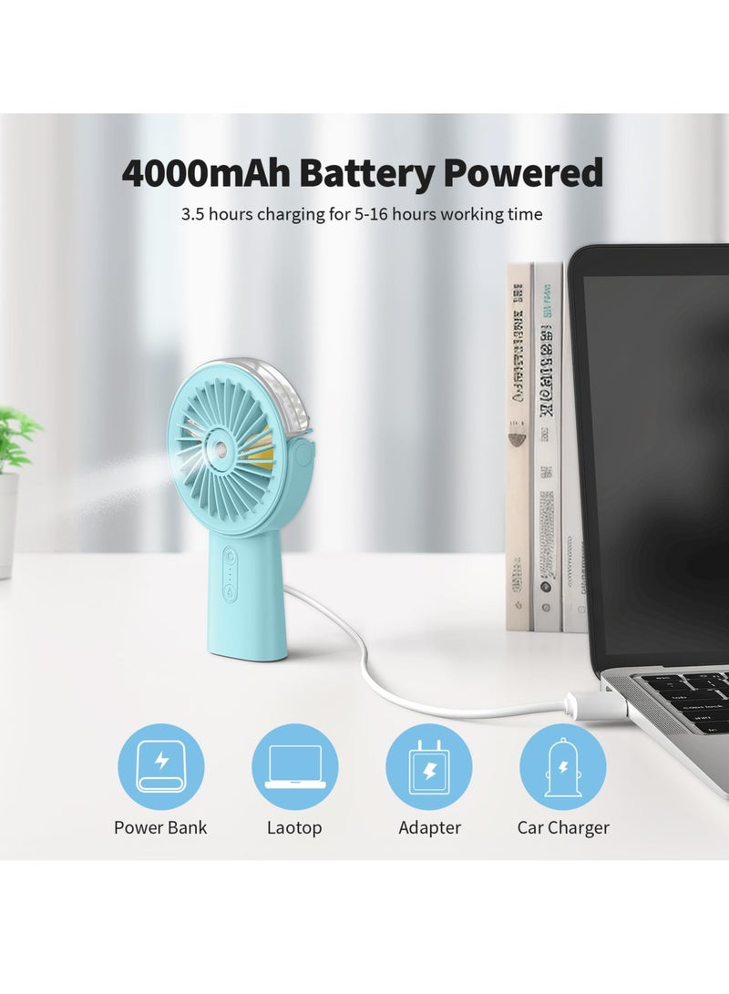 SYOSI Portable Misting Fan with 4000mAh Rechargeable Battery, Handheld Water Spray Fan, 2-in-1 Desk and Handheld Fan, 3 Speeds for Travel, Home, Office, Outdoor - Image 4