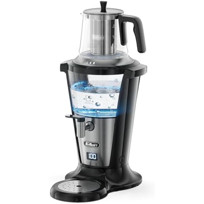 Feller Germany Electric Glass Samovar TeamakerGerman Schott Glass3L Samovar1L Teapot2000W AntiDrip ValveWater Flow Stabilizer Digital Display Ts3902Y GuaranteeUae Version Black - Image 2