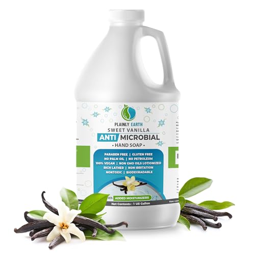 Plainly Earth Antimicrobial Hand Soap - Antibacterial Hand Soap Moisturizing - 1 US Gallon Liquid Hand Soap - Refill Antibacterial Gallon - Moisturizing Hand Soap Antibacterial - Gentle Hand Soap, Sweet Vanilla - Image 1