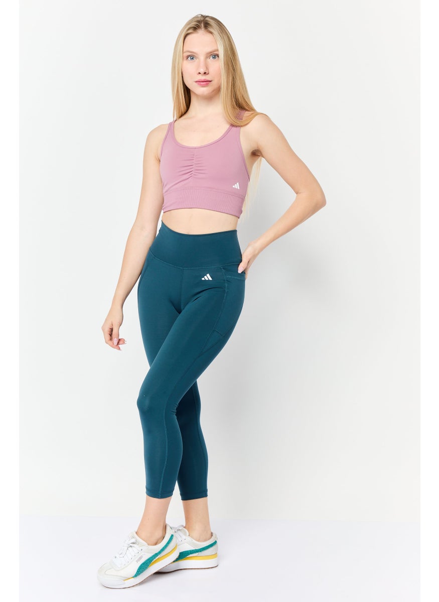 Adidas Women Brand Logo Padded Training Sports Bra, Mauve  - Image 4