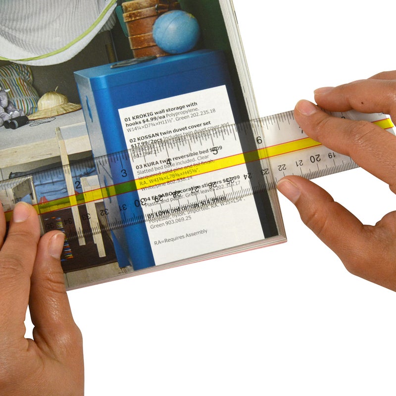 Westcott Acrylic Data Highlight Reading Ruler With Tinted Guide, 15" Clear - Image 4