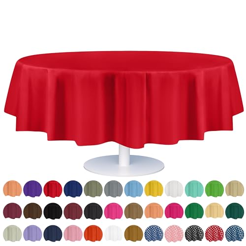 Grandipity Red Plastic Table Cloth Disposable 6 Pk 84in Round Tablecloth Premium Party Table Cloths Disposable  Perfect Table Cloth Round Cover for Any Table Up to 6 Feet