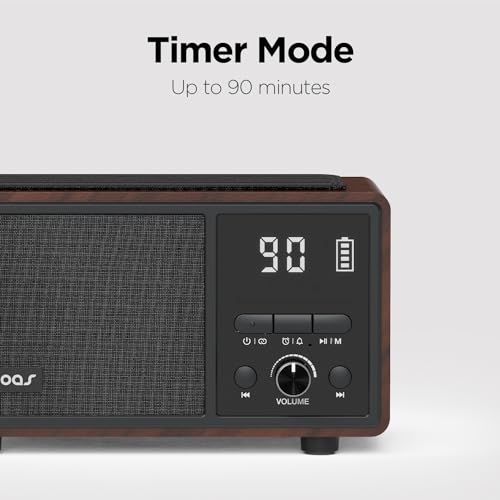 mooas Retro Bluetooth Radio Speaker Vintage Charging Desk Clock Portable Bedside Analog Antique Old School FM Radio Tabletop Alarm Clock Hands-Free Calling Supports AUX for Kitchen Bedroom Office - Image 4