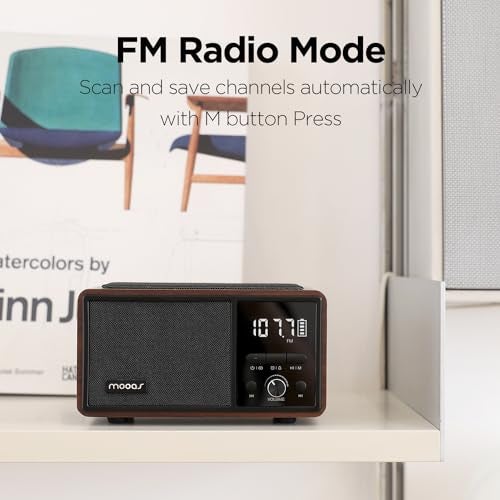 mooas Retro Bluetooth Radio Speaker Vintage Charging Desk Clock Portable Bedside Analog Antique Old School FM Radio Tabletop Alarm Clock Hands-Free Calling Supports AUX for Kitchen Bedroom Office - Image 5