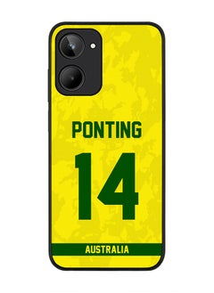 Cover for Realme 10 4G Case , Rugged Black Slim fit Soft Flexible Thin Protective Phone Cases - Player Name - Ricky Ponting, Jersey Number- 14