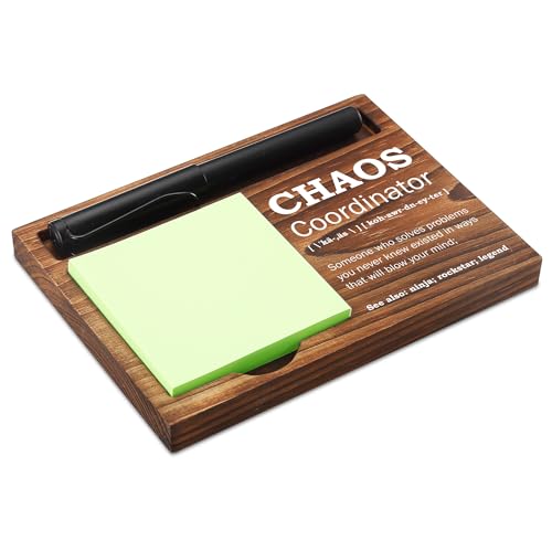 CINRLLA Chaos Coordinator Sticky Note Holder Wooden Notepad & Pen Holder 6.5" x 4.7" Sticky Note Pad Holder Dispenser for Desk Chaos Coordinator Definition Work Gifts, NPA184 - Image 1