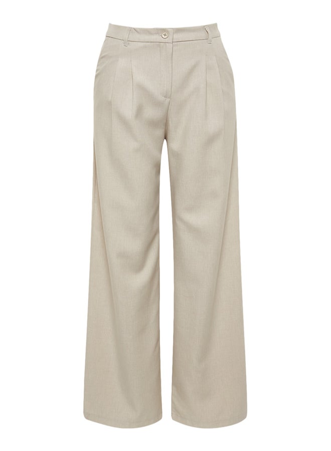 trendyol Mink Wide Leg Pleated Woven Trousers - Image 5