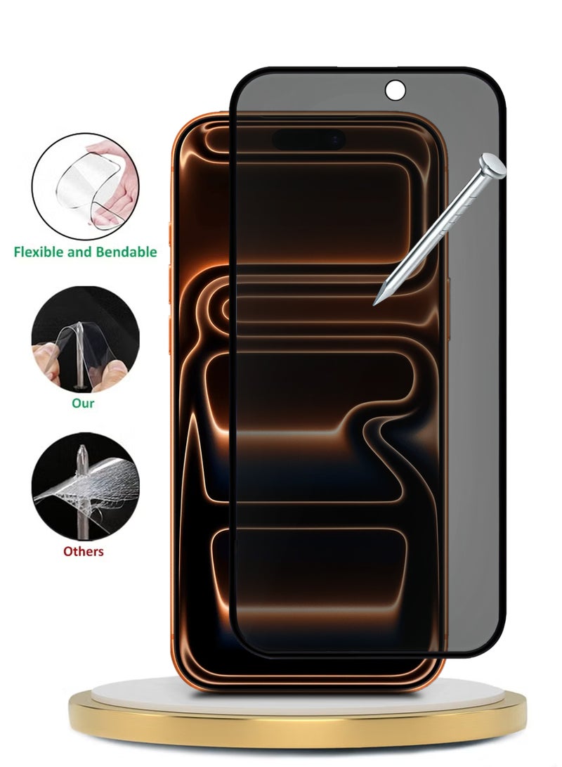 YJS Apple iPhone 17 Pro Max Privacy Invisible Shield Tempered Glass Full Glue Screen Protector |Premium Edge to Edge Anti Spy Privacy Tempered Glass For with Easy Installation Kit - Privacy Glass - Image 4