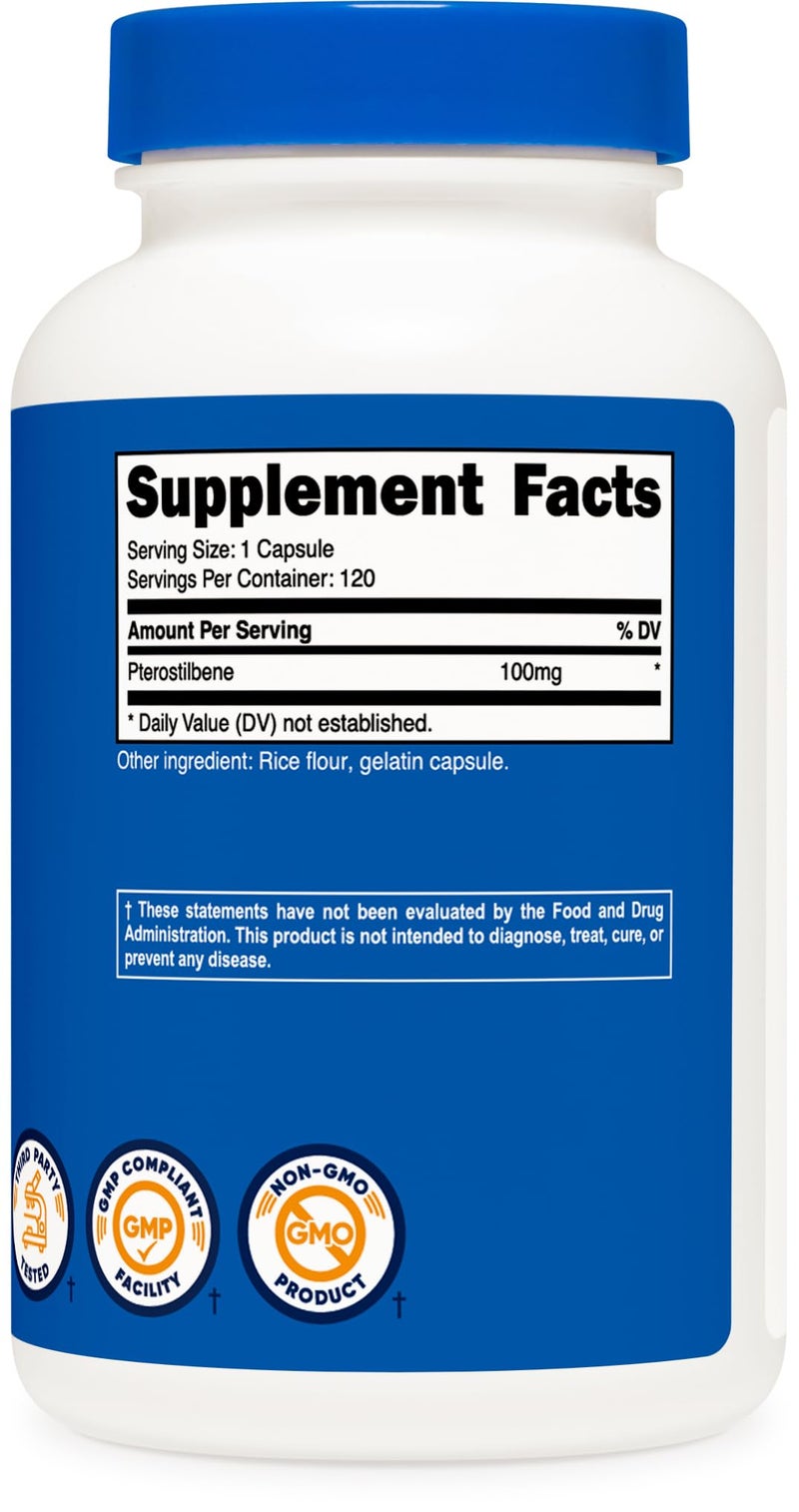 Nutricost Pterostilbene 100mg, 120 Capsules - Non-GMO, Gluten Free - Image 5