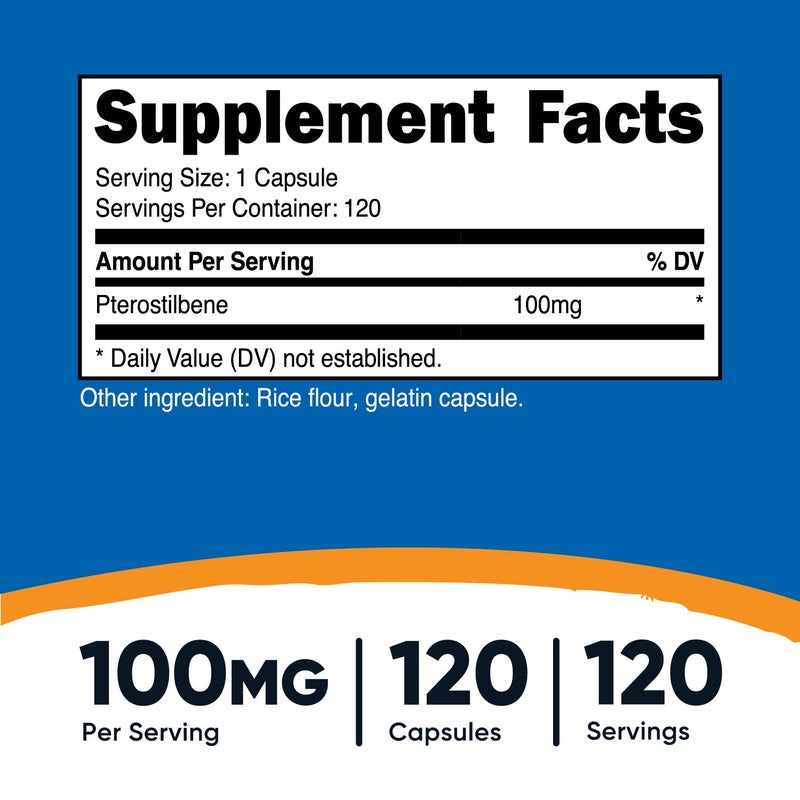 Nutricost Pterostilbene 100mg, 120 Capsules - Non-GMO, Gluten Free - Image 2