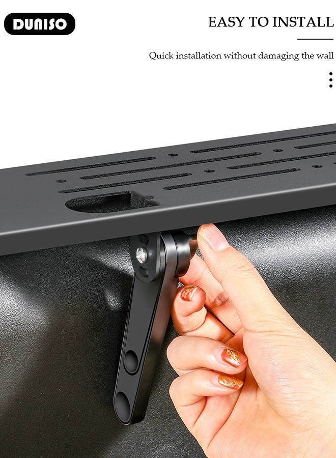 DUNISO Steel TV Top Shelf, Screen Top Shelf- Adjustable Screen Shelf Floating Stand ,  2-Leg Adjustable Monitor Top Shelf for Cellphone Stand, Computer Screen Shelf for Soundbar, Media Boxes, Game Console, Router and Home - Image 3