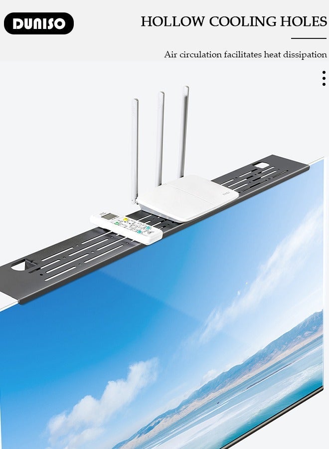 DUNISO Steel TV Top Shelf, Screen Top Shelf- Adjustable Screen Shelf Floating Stand ,  2-Leg Adjustable Monitor Top Shelf for Cellphone Stand, Computer Screen Shelf for Soundbar, Media Boxes, Game Console, Router and Home - Image 5