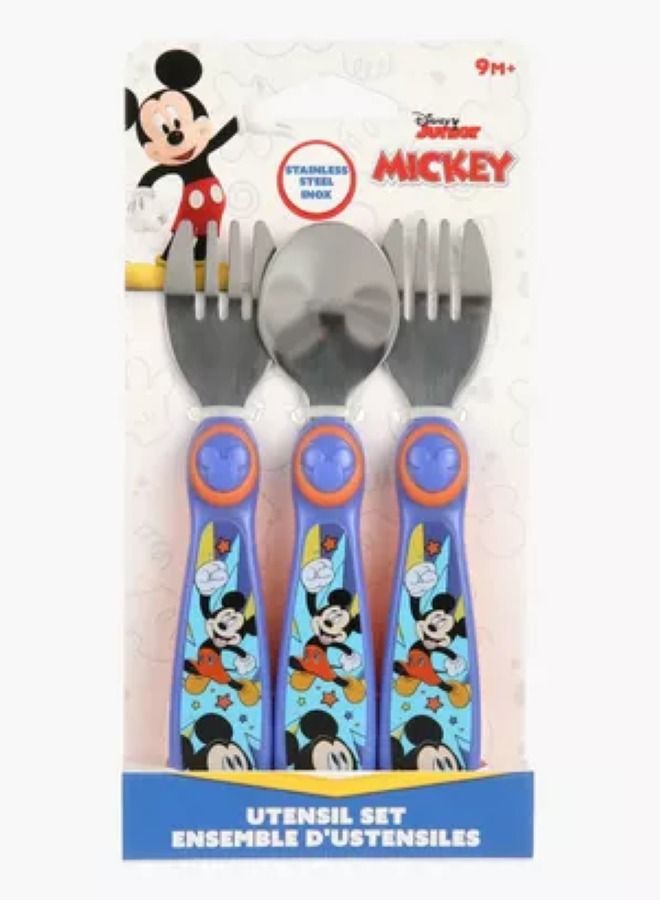 ديزني جونيور طقم أدوات مائدة ديزني جونيور ميكي منحوت بألوان متنوعة عبوة من 3 قطع - Image 1