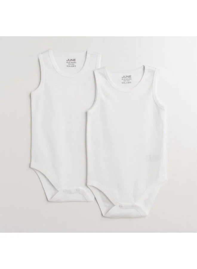 جون June Baby Basic Crew Neck 2-Pack Athlete Bodysuit White White