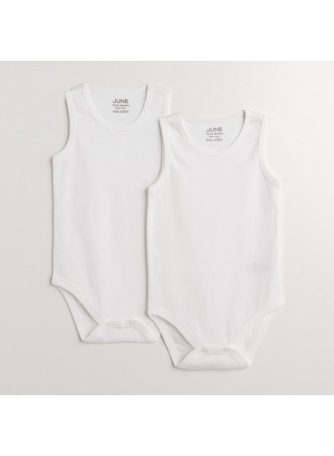 June Baby Basic Crew Neck 2-Pack Athlete Bodysuit White White - Image 1