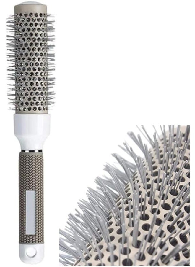 Generic Professional 19mm Round Thermal Styling Brush – Ceramic Barrel Blow Dryer Hairbrush – Anti-Frizz Styling Brush for Short Hair, Curls & Bangs – Silver and White  - Image 1