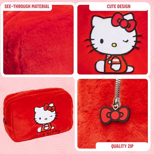Hello Kitty حقيبة مكياج هالو كيتي اللطيفة، حقيبة سفر فاخرة، حقيبة تجميل مزودة بسحاب، حقيبة أدوات تجميل للنساء والمراهقات والفتيات، هدية لها - Image 4