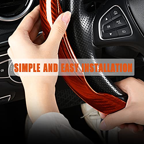 LoyaForba Car Steering Wheel Cover, 2PCS Segmented Steering Wheel Protector, Carbon Fiber Anti-Slip and Durable Car Accessory, Universal Fit for Most Cars (Carbon Fiber Orange) - Image 4