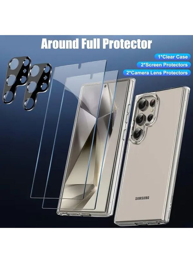 حافظة Galaxy S25 Ultra باقة 5 في 1 مع 2 زجاج مقوى و2 واقي لعدسة الكاميرا - Image 3
