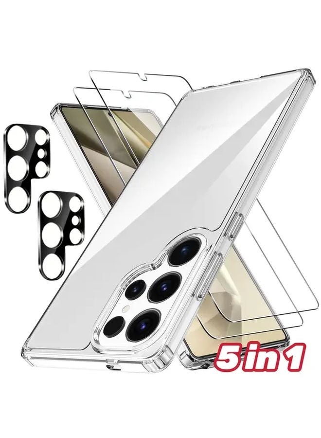 حافظة Galaxy S25 Ultra باقة 5 في 1 مع 2 زجاج مقوى و2 واقي لعدسة الكاميرا - Image 2