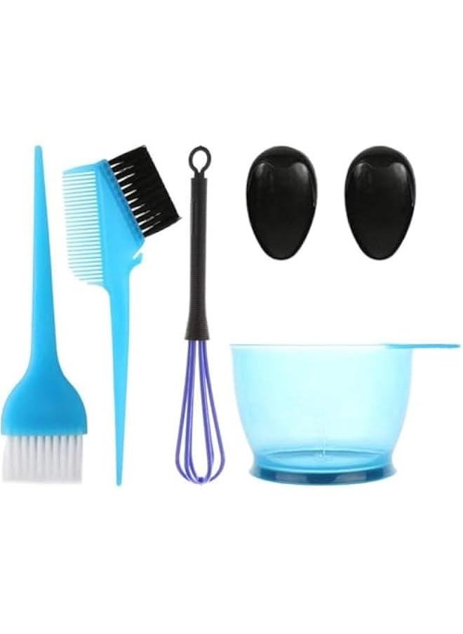 HOOKOR Hair Dye Coloring Kit with Hair Color Bowl,Dye Brush Comb,Tinting Bowl,Ear Caps,Dye Mixer,Bleach Tinting Brushes Tool for Salon Home Coloring Dye Kit (Blue)  - Image 1
