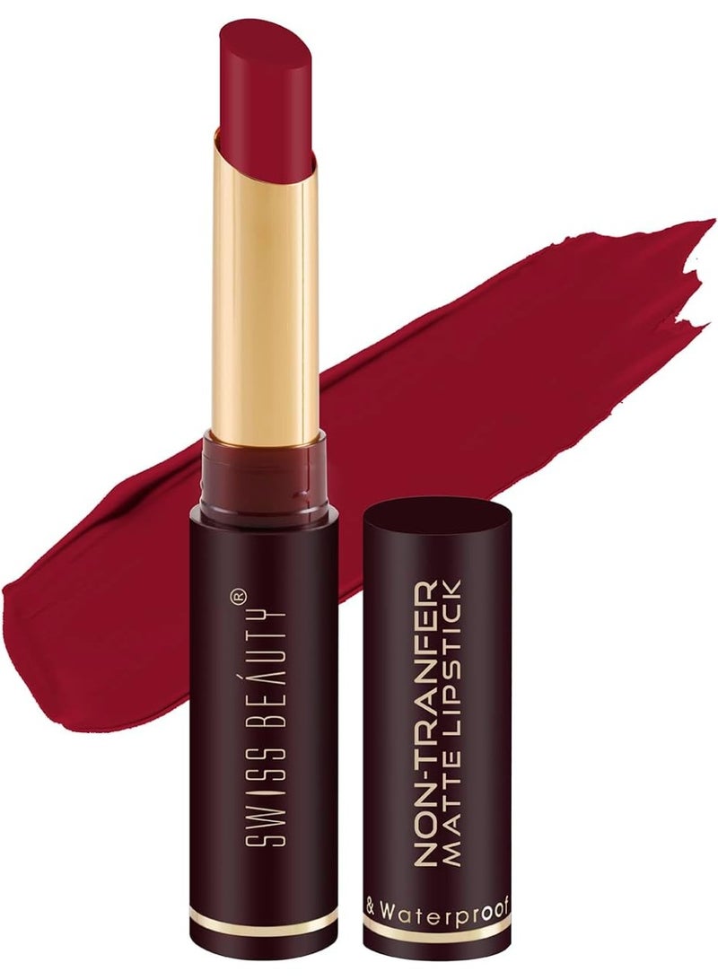 Swiss Beauty Non-Tranfer Matte Lipstick, Smooth & Waterproof, Siren In Scarlet, 2g - Image 1