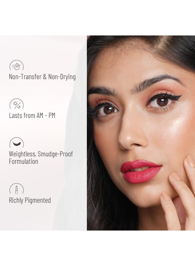 Swiss Beauty Non-Tranfer Matte Lipstick, Smooth & Waterproof, Siren In Scarlet, 2g - Image 3