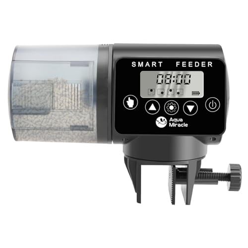 AquaMiracle Programmable Automatic Fish Feeder for Aquarium Auto Fish Food Dispenser with Timer Volume Adjustable Vacation Aquarium Feeder with Digital Display for Granules Pallets Strips - Image 1