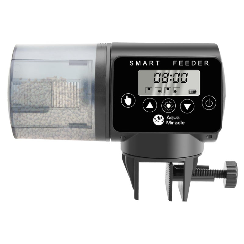 AquaMiracle Programmable Automatic Fish Feeder for Aquarium Auto Fish Food Dispenser with Timer Volume Adjustable Vacation Aquarium Feeder with Digital Display for Granules Pallets Strips - Image 2