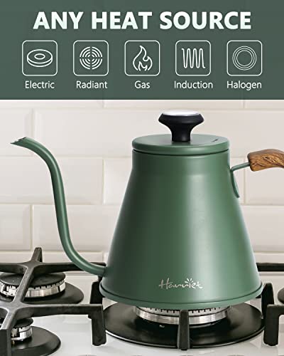 Harriet Gooseneck Kettle with Thermometer for Pour Over Coffee and Tea, 37 fl oz, Stainless Steel, Durable 3-Layer Base, Ideal Spout for Precision Pouring, Compatible with all Stove Tops, Green - Image 4