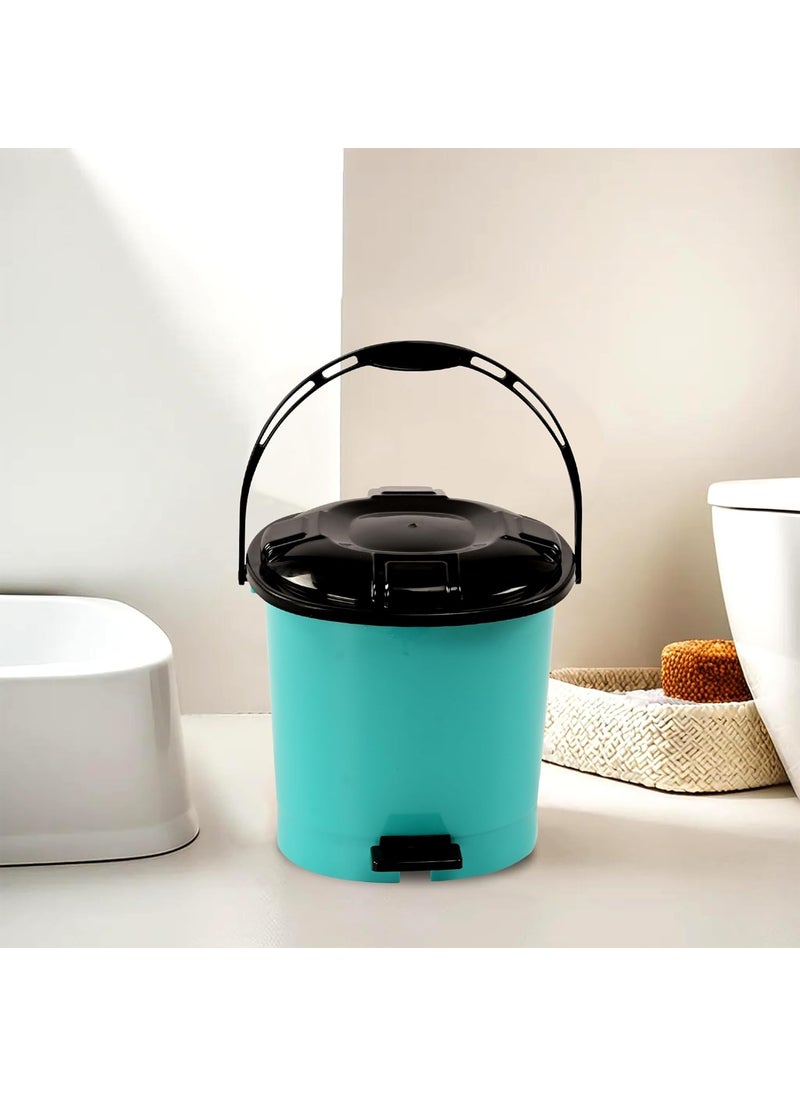 Kuber Industries Kuber Industries Pedal Dustbin Dustbin for Bathroom Kitchen 5 Liter Waste Basket Trash Can for Home Office 404 Black Dhakan Mint Green  - Image 1