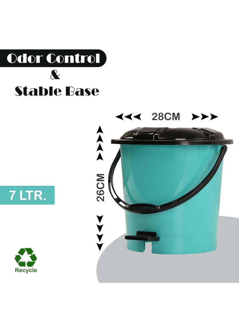 Kuber Industries Kuber Industries Pedal Dustbin Dustbin for Bathroom Kitchen 5 Liter Waste Basket Trash Can for Home Office 404 Black Dhakan Mint Green  - Image 3