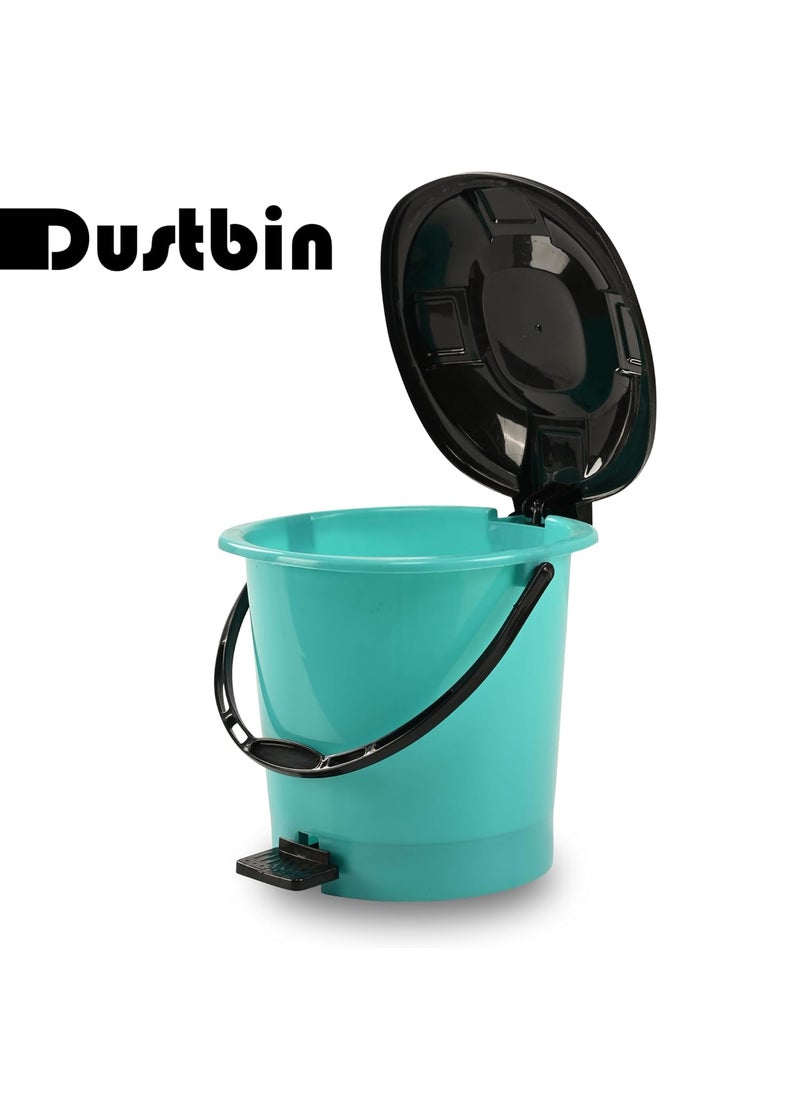 Kuber Industries Kuber Industries Pedal Dustbin Dustbin for Bathroom Kitchen 5 Liter Waste Basket Trash Can for Home Office 404 Black Dhakan Mint Green  - Image 2